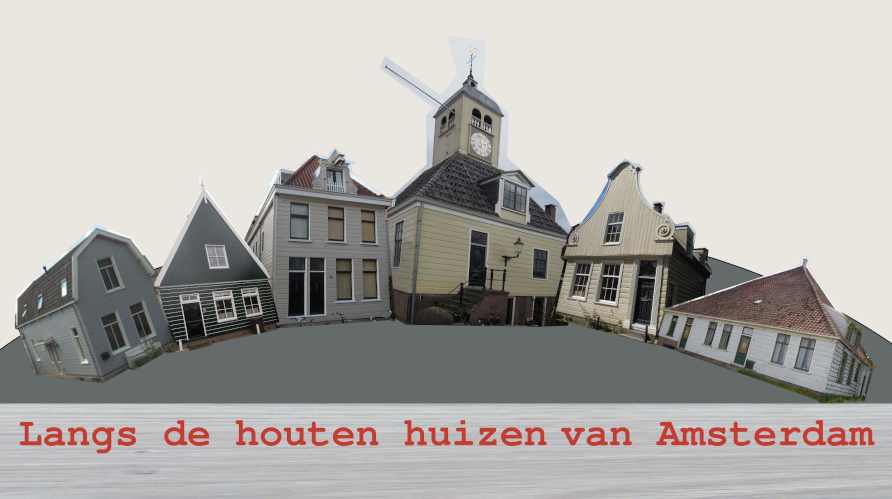 Langs de houten huizen in Amsterdam