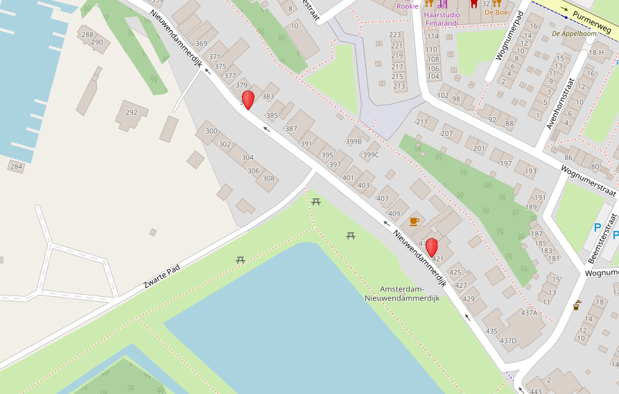 kaart plek Nieuwendammerdijk 381, 421