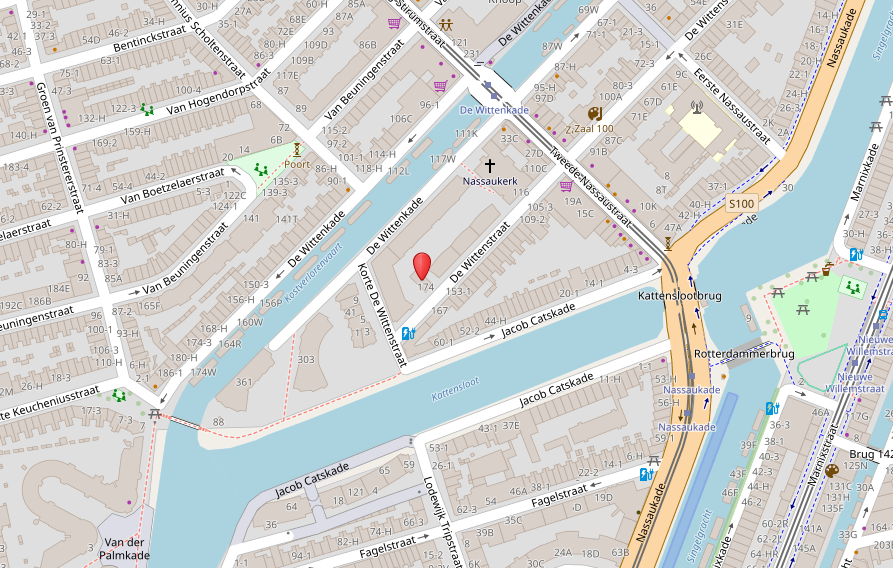 kaart plek De Wittenstraat 174, Amsterdam