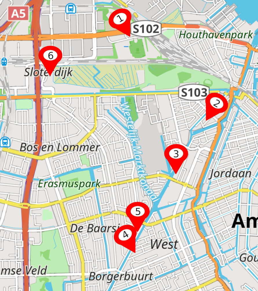 Kaart locaties West