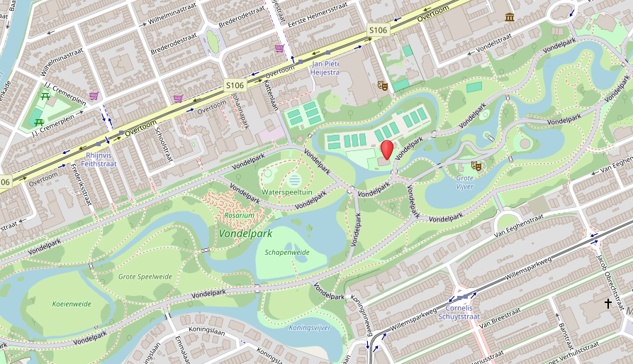kaart plek Vondelpark 2A, Amsterdam