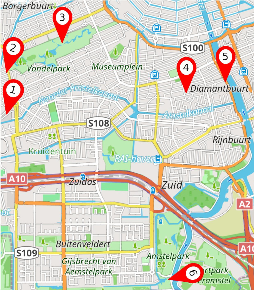 Kaart locaties Zuid