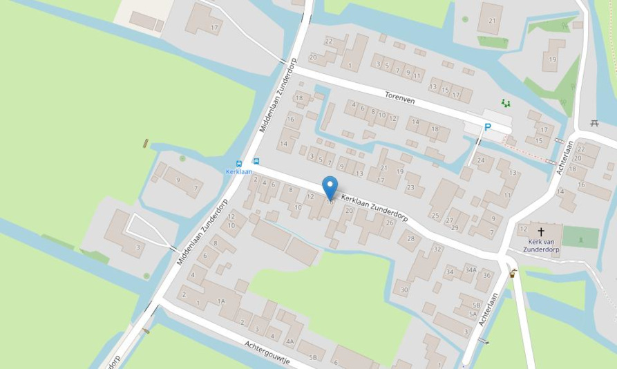 kaart plek Kerklaan Zunderdorp 16